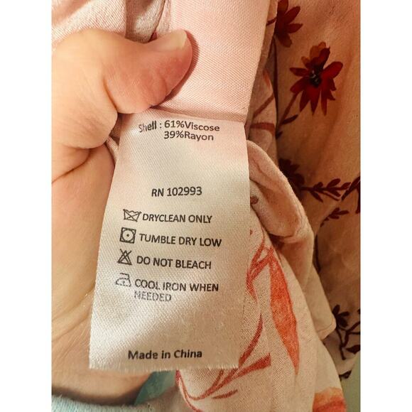 THAKOON COLLECTIVE Pink Leaf Tank Ruffled Tiers Slip Style Mini Dress Size 4 - Picture 11 of 11